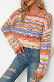 Suéteres listrados da moda com gola redonda (4 cores)
