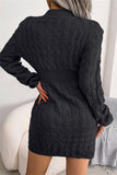 Vestidos casuales de manga larga con cuello redondo y moda (3 colores)