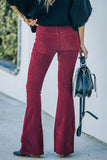 Pantalones de color sólido con cintura alta y corte de bota de moda (6 colores)