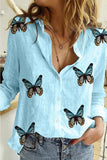 Blusas casuais de bolinhas com estampa de patchwork e gola aberta (12 cores)