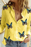 Blusas casuais de bolinhas com estampa de patchwork e gola aberta (12 cores)