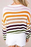 Fashion Sweet Striped Patchwork O Neck Sweaters(4 Colors)