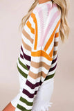 Suéteres modernos com retalhos listrados e gola redonda (4 cores)