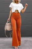 Sexy Casual Street Solid Pocket Boot Cut Mid Waist Wide Leg Patchwork Bottoms