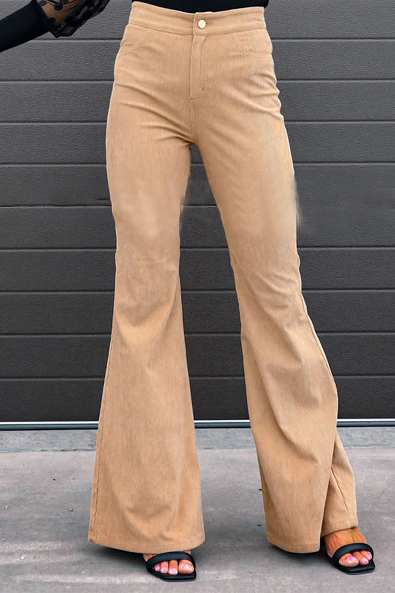 Sexy Casual Street Solid Pocket Boot Cut Mid Waist Wide Leg Patchwork Bottoms