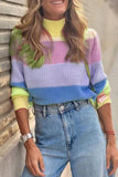 Suéteres elegantes de cuello alto con contraste a rayas para trabajar (3 colores)