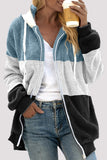 Casual Color Block Patchwork Hooded Collar Outerwear(12 Colors)