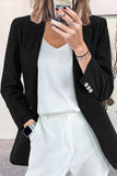 Casual Work Solid Buttons Turn-back Collar Outerwear