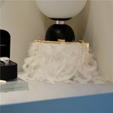 Bolsos de perlas con cadenas de plumas de retazos de fiesta diaria