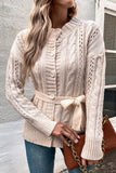 Casual Elegant Hollowed Out Buttons O Neck Sweaters(3 Colors)