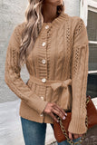 Casual Elegant Hollowed Out Buttons O Neck Sweaters(3 Colors)