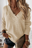 Suéteres casuales con cuello en V de retazos lisos de moda (8 colores)