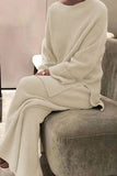 Casual Solid Color O Neck Long Sleeve Two Pieces(5 Colors)