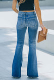 Casual Street Solid Patchwork Cintura Média Corte Bota Jeans Jeans