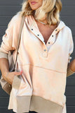 Tops con cuello con capucha y hebilla de bolsillo sólidos con estilo informal (14 colores)