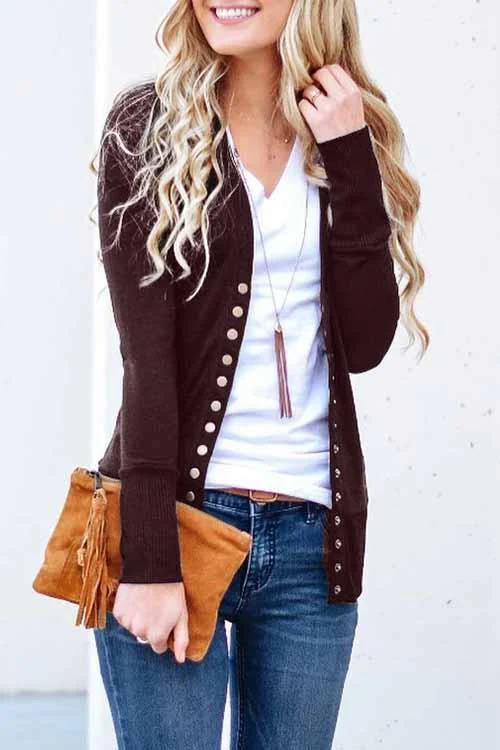 Casual Buttons Solid Color Cardigan(9 Colors)