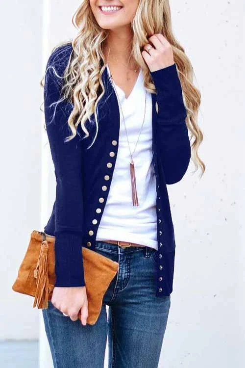 Casual Buttons Solid Color Cardigan(9 Colors)
