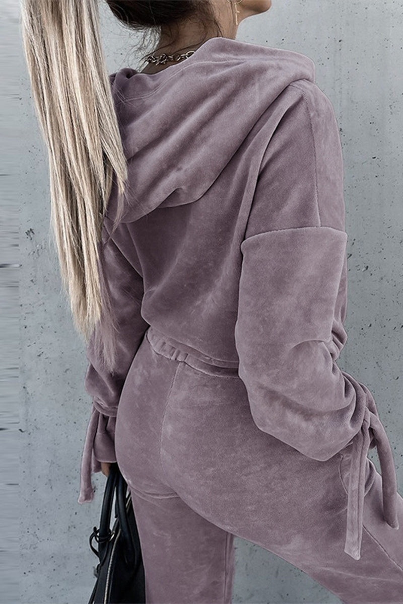 Elegant Hooded Collar Long Sleeve Two Pieces