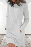 Vestidos casuais de manga comprida com decote em O de cor sólida (6 cores)