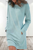 Vestidos casuales de manga larga con cuello en O de color sólido (6 colores)