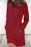 Vestidos casuales de manga larga con cuello en O de color sólido (6 colores)