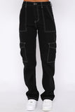 Street Pantalones rectos de patchwork rectos con bolsillo liso y cintura media