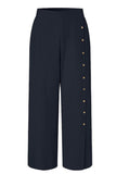 Calças de cor sólida retas com fenda elegante e cintura alta (3 cores)