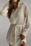 Street Loose Long Sleeve Shirt Style Deep-V Neck Mini Dress(5 Colors)