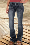 Jeans jeans com corte de bota de cintura alta rasgado com retalhos de rua (8 cores)