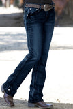 Casual sólido patchwork cintura média jeans reto Jeans