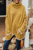 Suéteres casuales de cuello alto con retales a rayas (4 colores)