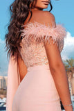 Elegant Embroidered Feathers Strapless Straight Jumpsuits