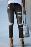 Jeans skinny de cintura alta com retalhos sólidos de rua (3 cores)