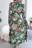 Vestidos de falda de un paso con cuello vuelto y hebilla de frenillo floral (3 colores)