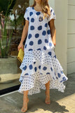 Casual Dot Patchwork Printed Dress Dresses(9 Colors)