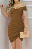 Solid Fold V Neck Pleated Dresses(5 Colors)
