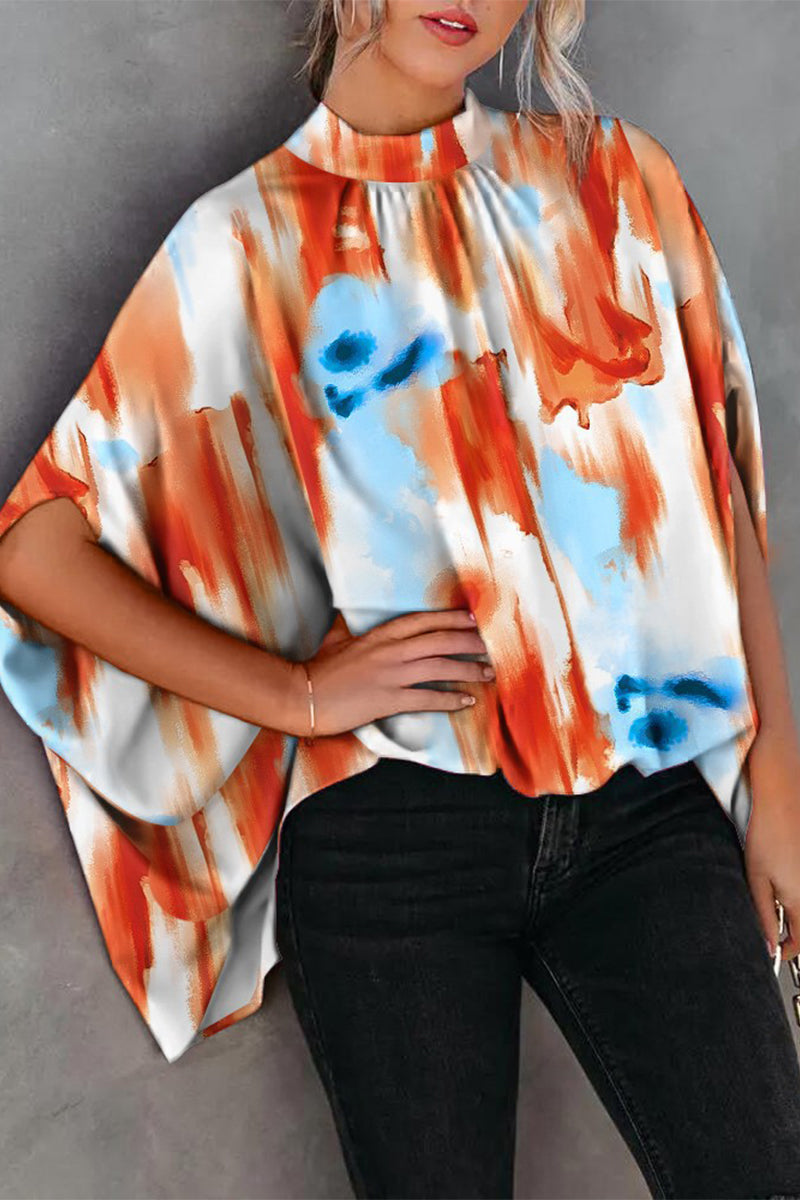 Casual Print Printing O Neck Blouses(10 Colors)