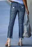Jeans skinny de cintura alta com retalhos sólidos de rua (3 cores)
