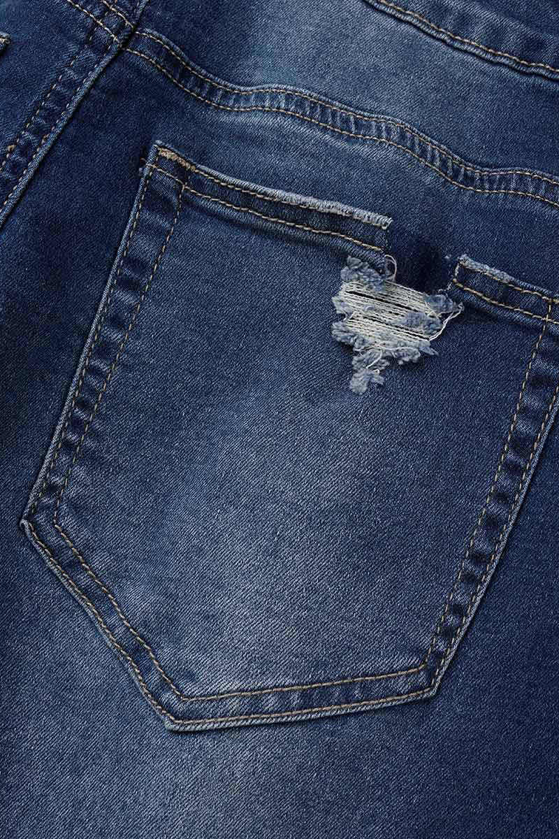 Street Solid Patchwork High Waist Skinny Denim Jeans(3 Colors)