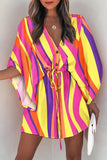 Fashion Casual Print Patchwork V Neck Dresses(12 Colors)