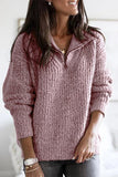 Suéteres casuales con cuello con cremallera y cremallera sólida (6 colores)