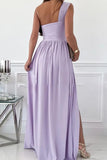 Vestidos de vestir irregulares de un hombro de color sólido asimétrico sólido formal elegante (7 colores)