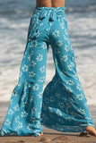 Calça casual com estampa de rua dobrada solta cintura alta perna larga (21 cores)