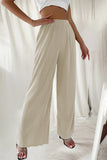Casual Simplicidad Sólido Pliegue Suelto Cintura alta Pierna ancha Pantalones de color sólido (7 colores)