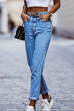Casual Street Solid Sem Cinto Cintura Média Harlan Denim Jeans