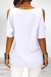 Camisetas casuais simples assimétricas com gola redonda e simplicidade (6 cores)