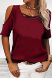 Camisetas informales sencillas y asimétricas con cuello redondo (6 colores)