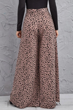 Pantalones informales con estampado de leopardo, sueltos, de cintura alta, pierna ancha y estampado completo