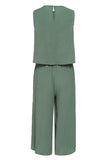 Casual Vacation Simplicity Solid Fold O Neck Loose Jumpsuits(3 Colors)