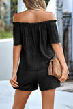 Casual Daily Solid Off the Shoulder Short Sleeve Two Pieces(3 Colors)